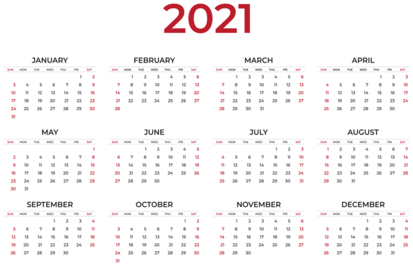 2021 Calendar Transparent Clipart | Gallery Yopriceville - High-Quality